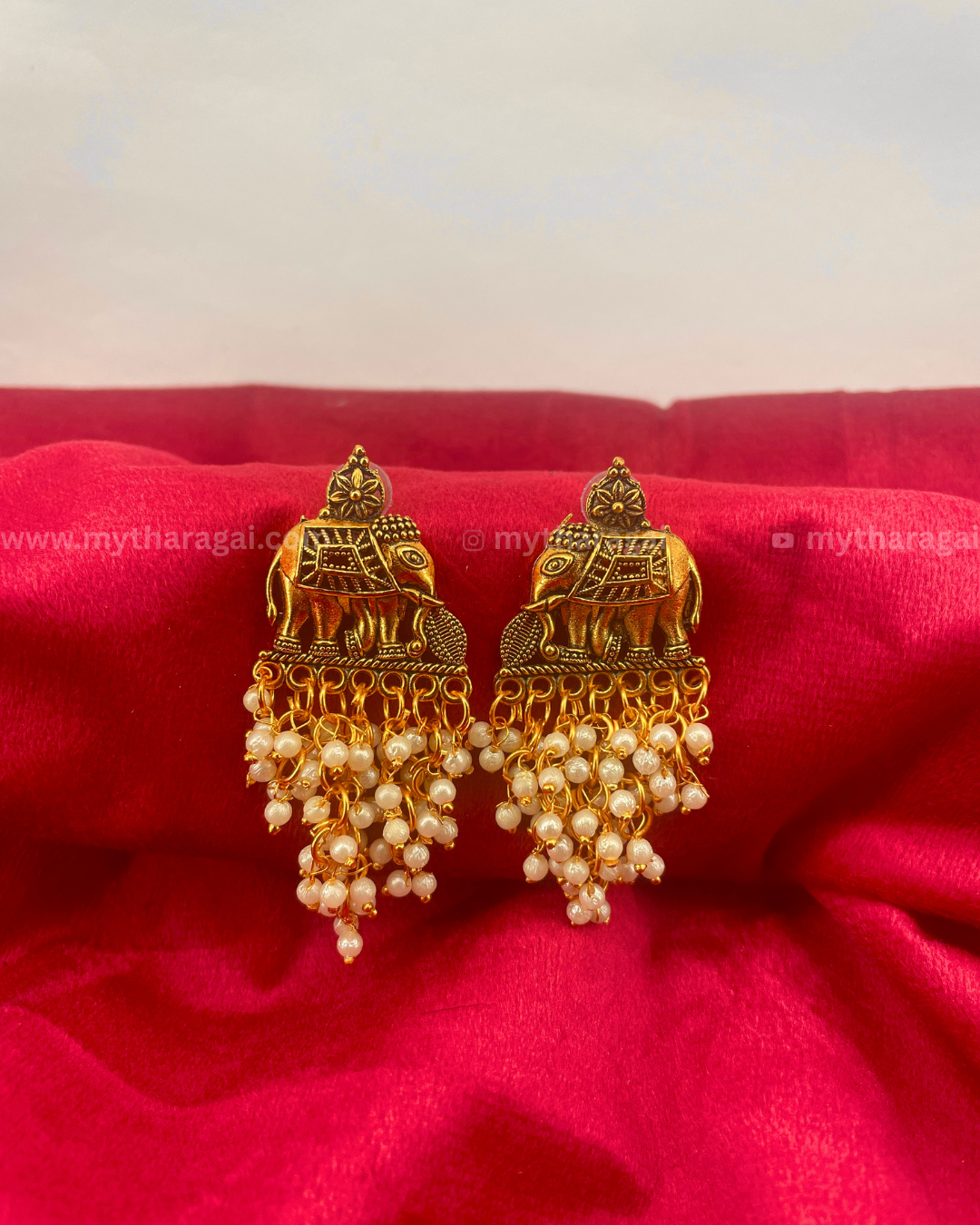 Elephant with Beads Earrings | Handcrafted Ethnic Jewelry – Tharagai