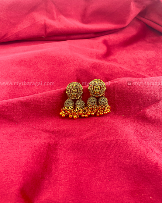 Lakshmi Double Jhumka Earrings | Handcrafted Imitation Jewelry – Tharagai