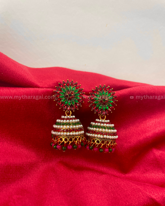Colorful Beads Jhumka | Vibrant Traditional Earrings – Tharagai