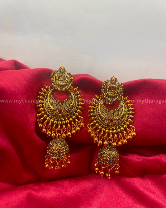 Lakshmi Floral Long Jhumka | Traditional Temple Jewelry – Tharagai