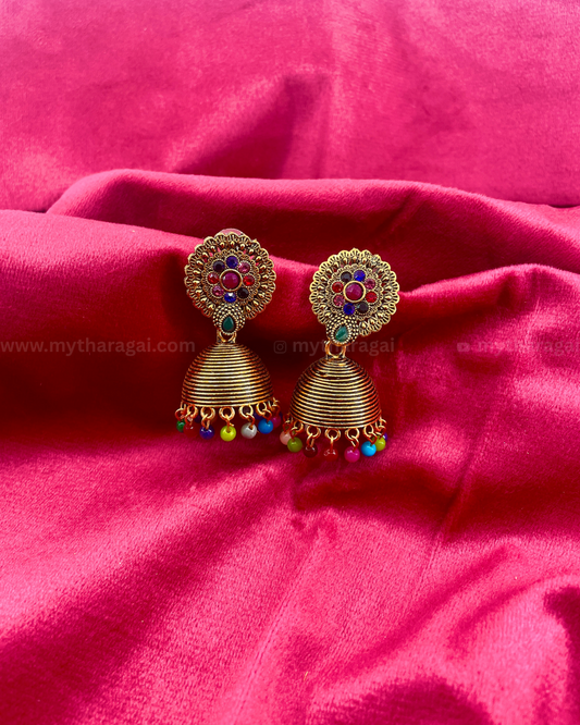 Colorful Antique Jhumka | Traditional Ethnic Earrings – Tharagai