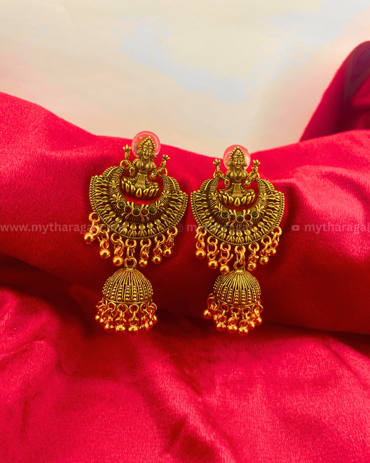 Antique Lakshmi Temple Jhumka – Traditional Temple Jewelry by Tharagai
